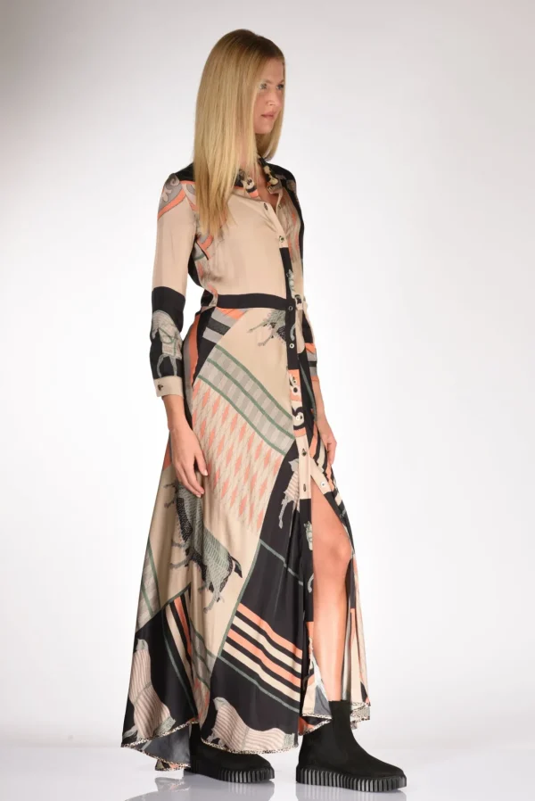 abito stampato nero/beige