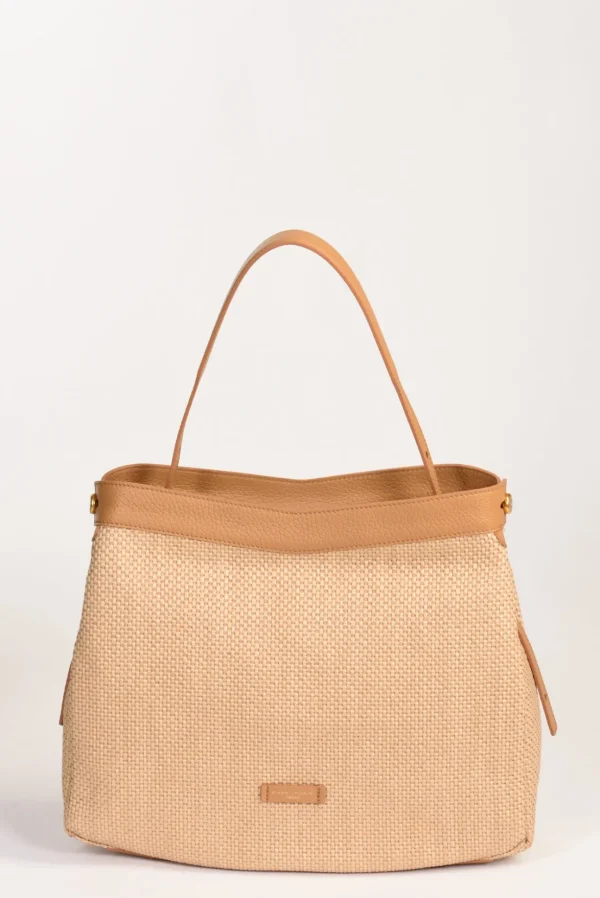 borsa a mano beige + multicolor