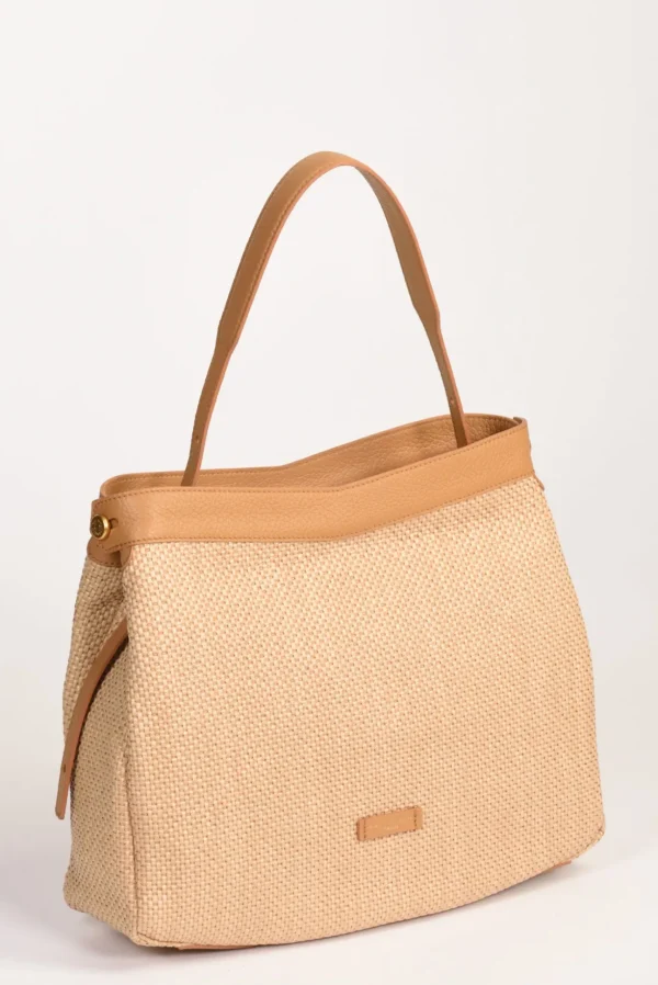 borsa a mano beige + multicolor