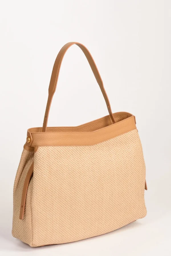 borsa a mano beige + multicolor