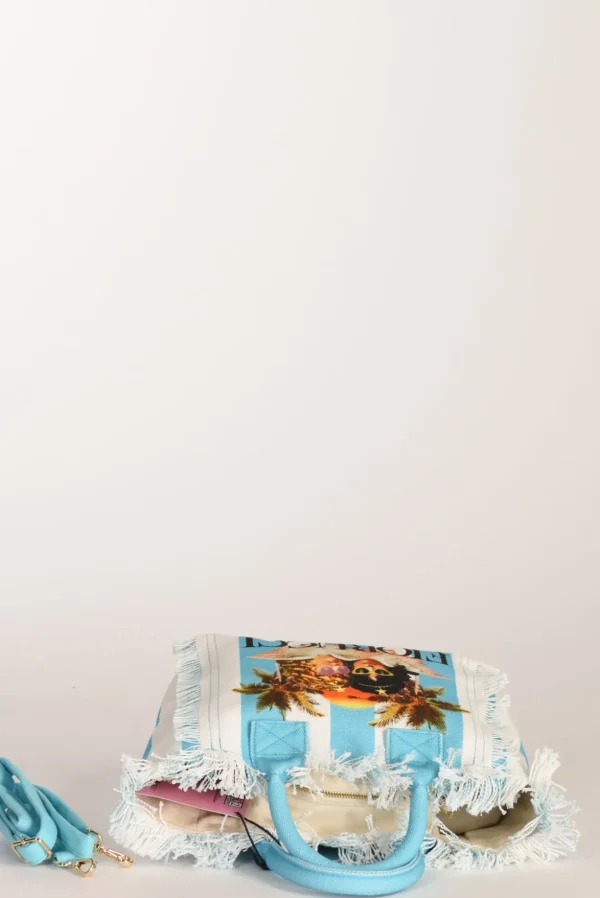borsa colette azzurro/bianco