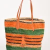 borsa raffia arancio/multicolor