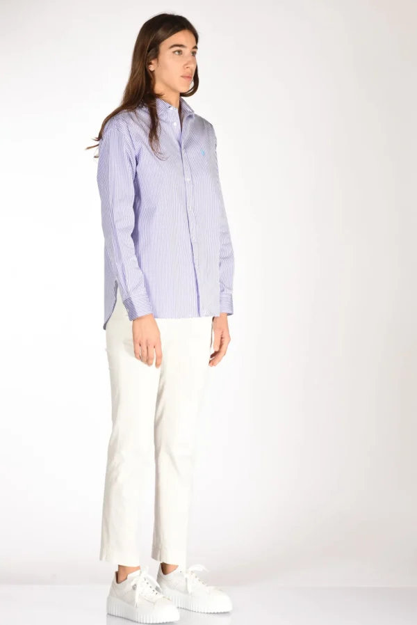 camicia bianco/viola chiaro
