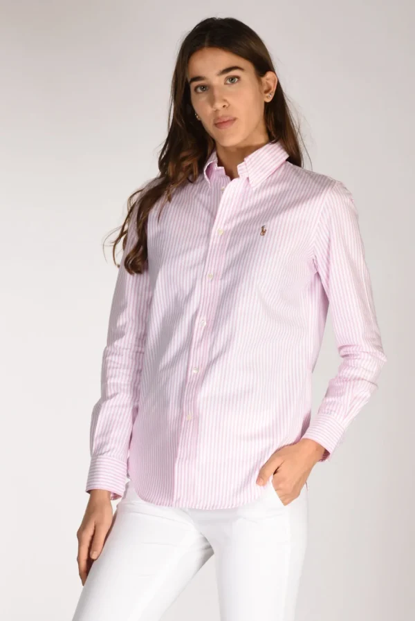 camicia colletto bianco/rosa