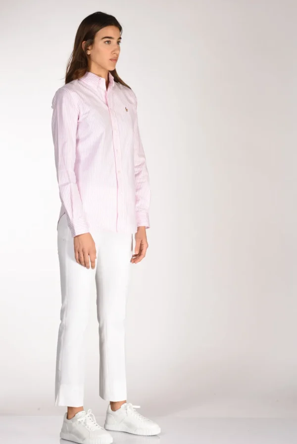 camicia colletto bianco/rosa