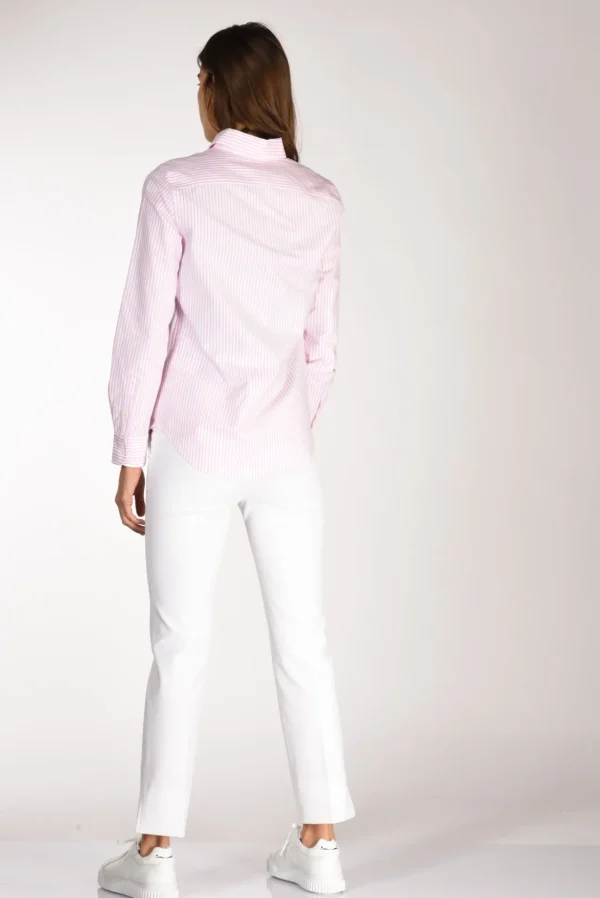 camicia colletto bianco/rosa