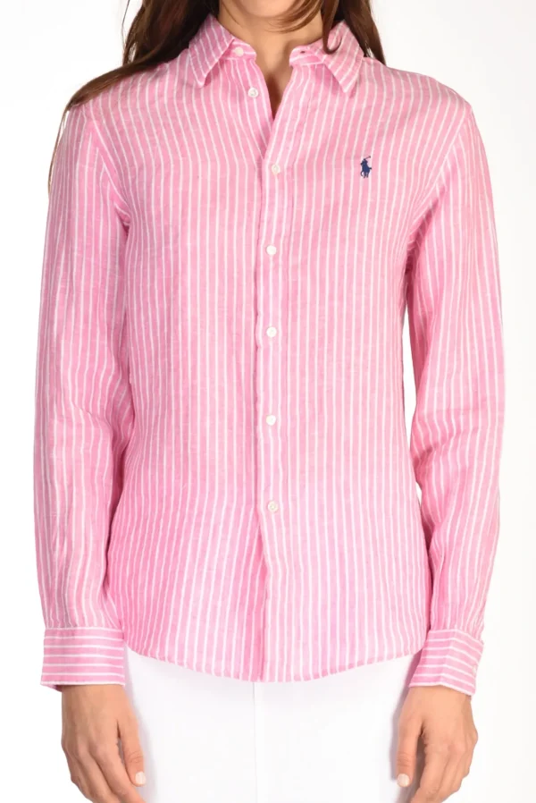 camicia colletto rosa/bianco