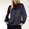 camicia collo alto blu