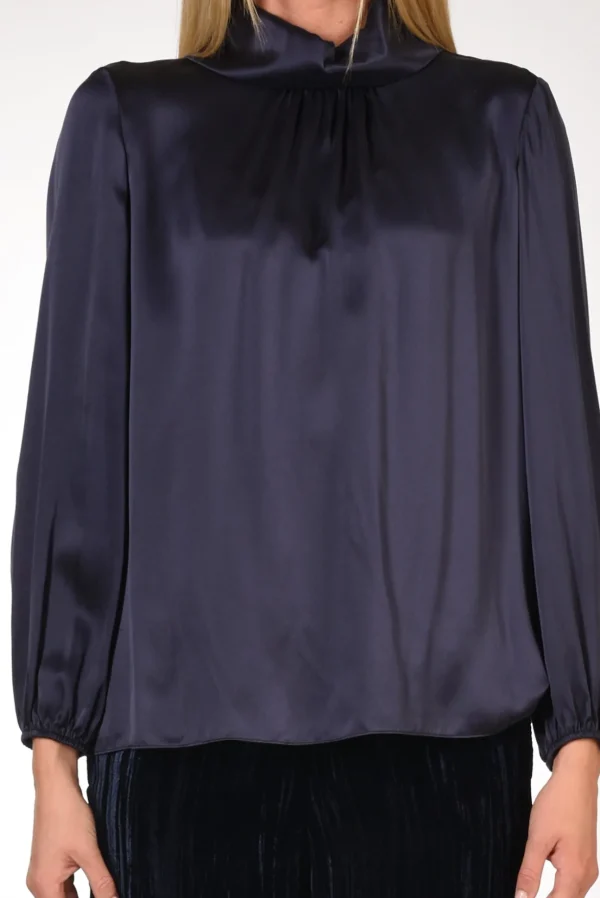 camicia collo alto blu