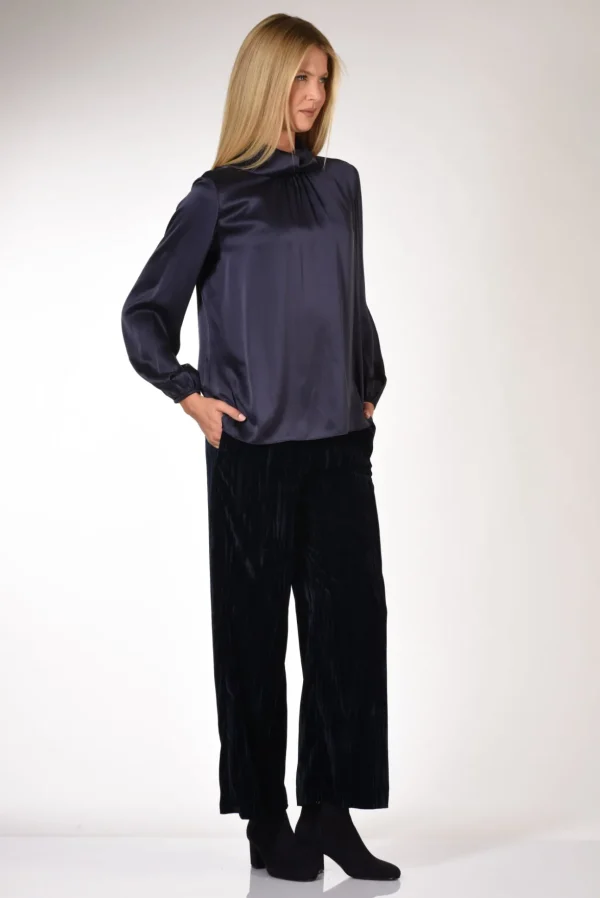 camicia collo alto blu