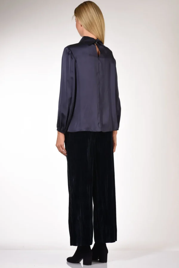 camicia collo alto blu