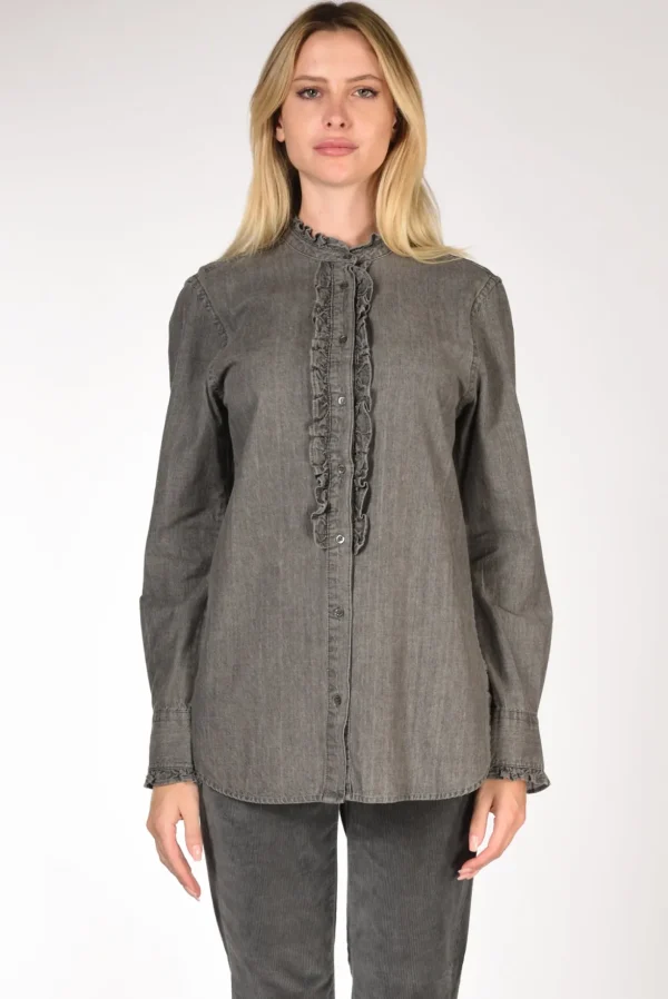 camicia rouches grigio