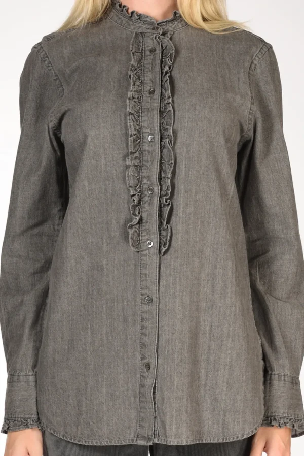 camicia rouches grigio