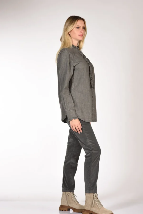 camicia rouches grigio