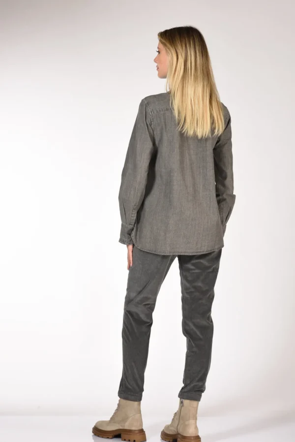 camicia rouches grigio