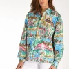 camicia stampa azzurro/multicolor