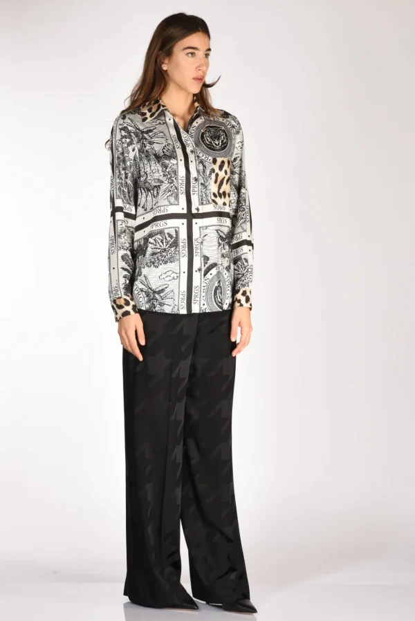 camicia stampa bianco/nero