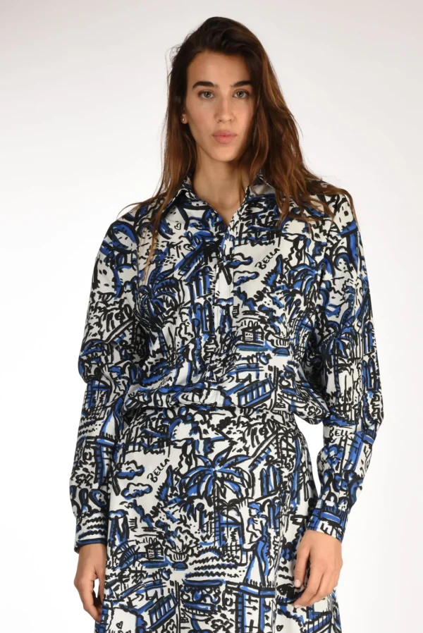 camicia stampa blu/bianco