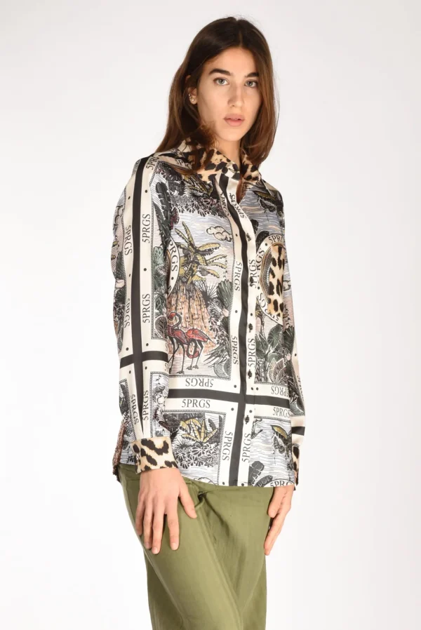camicia stampa multicolor