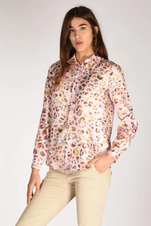 camicia stampa rosa/multicolor