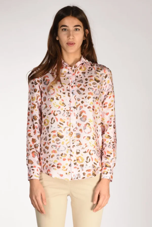 camicia stampa rosa/multicolor