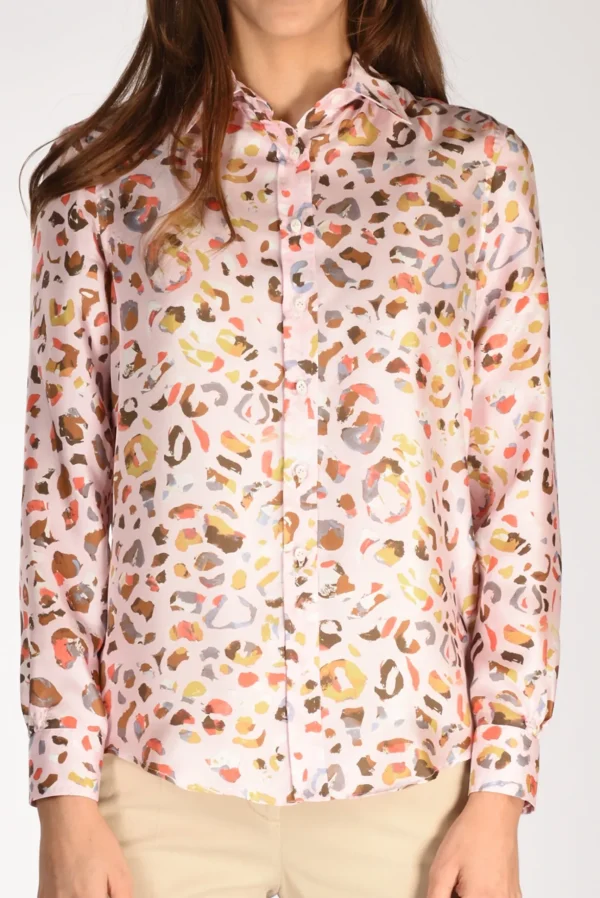 camicia stampa rosa/multicolor