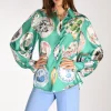 camicia stampa verde/multicolor
