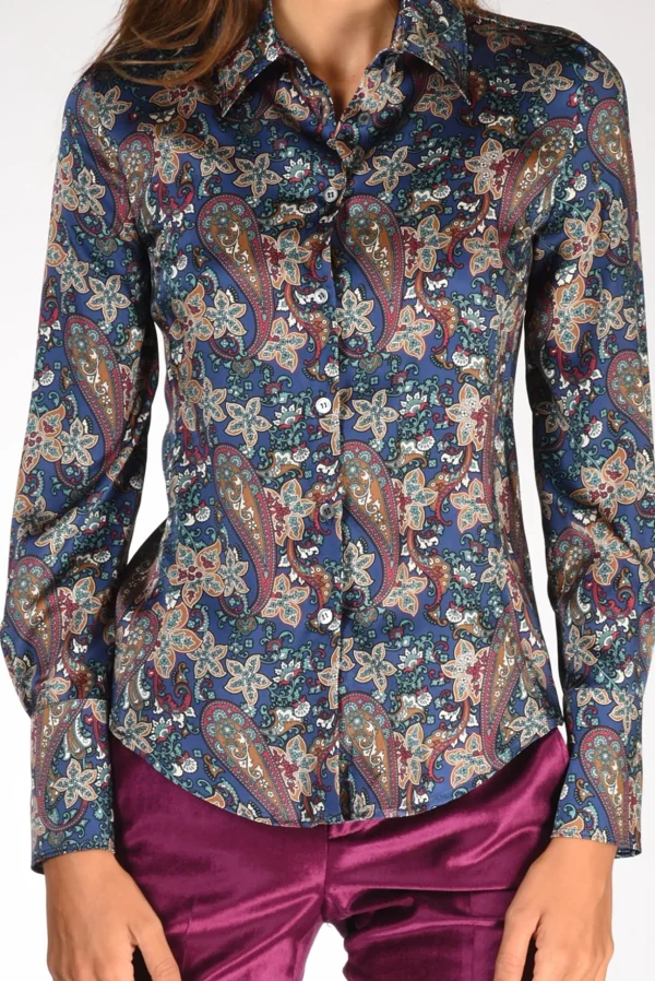camicia stampata blu/multicolor