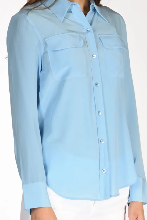 camicia tasche azzurro