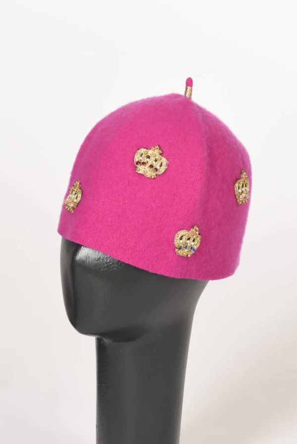 cappello decorato fucsia