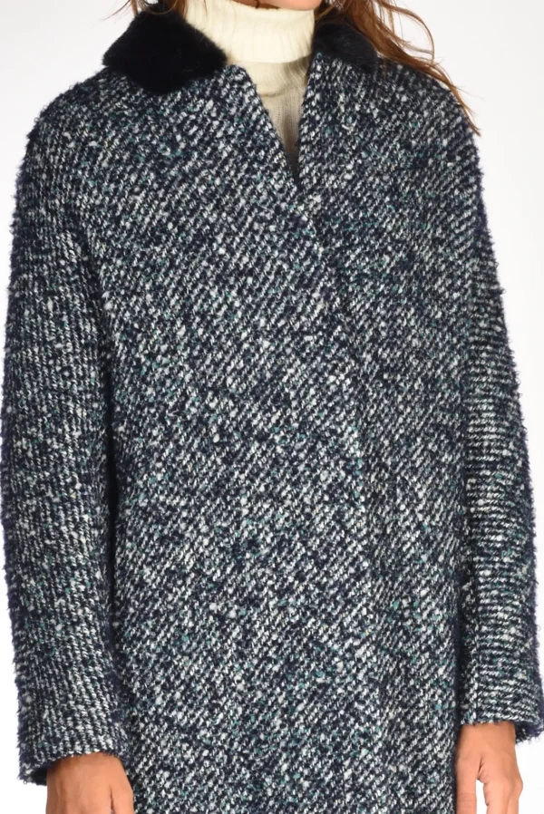 cappotto colletto blu melange