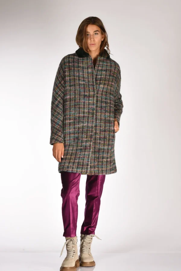 cappotto colletto verde/multicolor