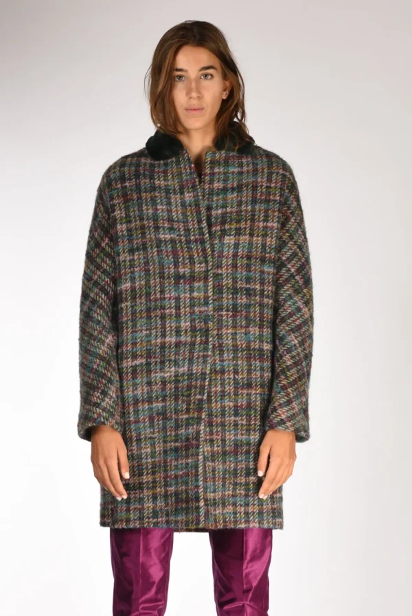 cappotto colletto verde/multicolor