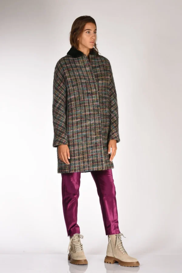 cappotto colletto verde/multicolor