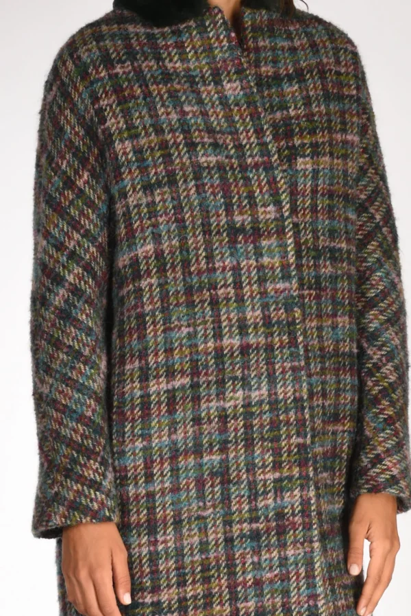 cappotto colletto verde/multicolor