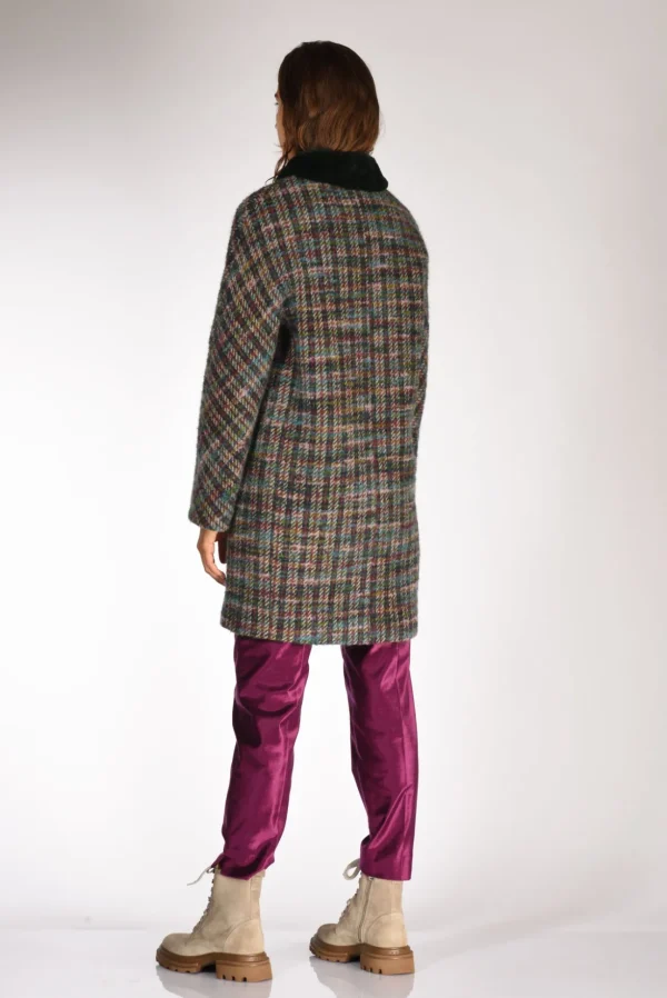 cappotto colletto verde/multicolor