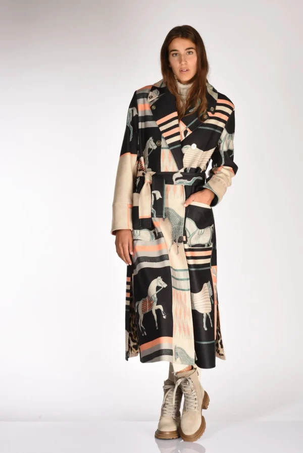 cappotto stampato nero/beige