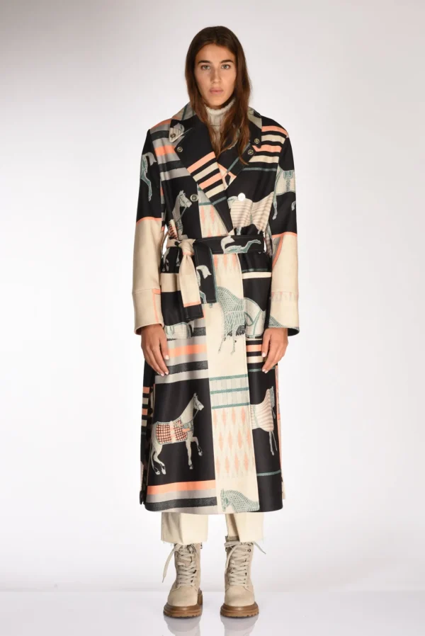 cappotto stampato nero/beige
