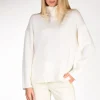 collo alto maglia bianco