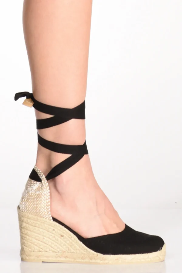 espadrillas zeppa nero/beige