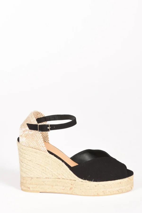 espadrillas zeppa nero/beige