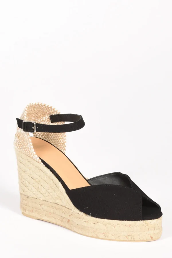 espadrillas zeppa nero/beige