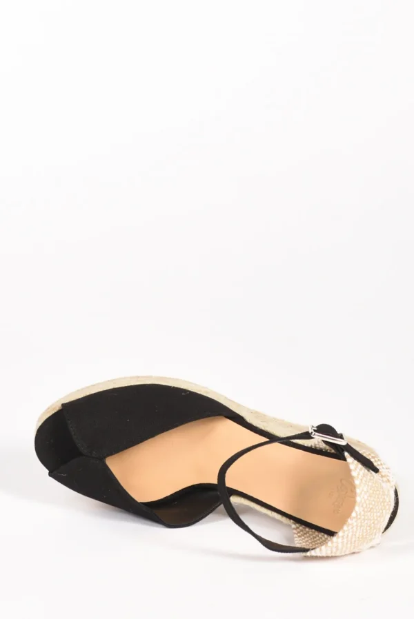 espadrillas zeppa nero/beige