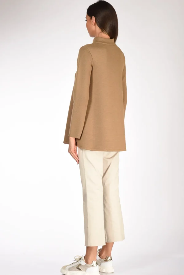 giacca di maglia beige cammello