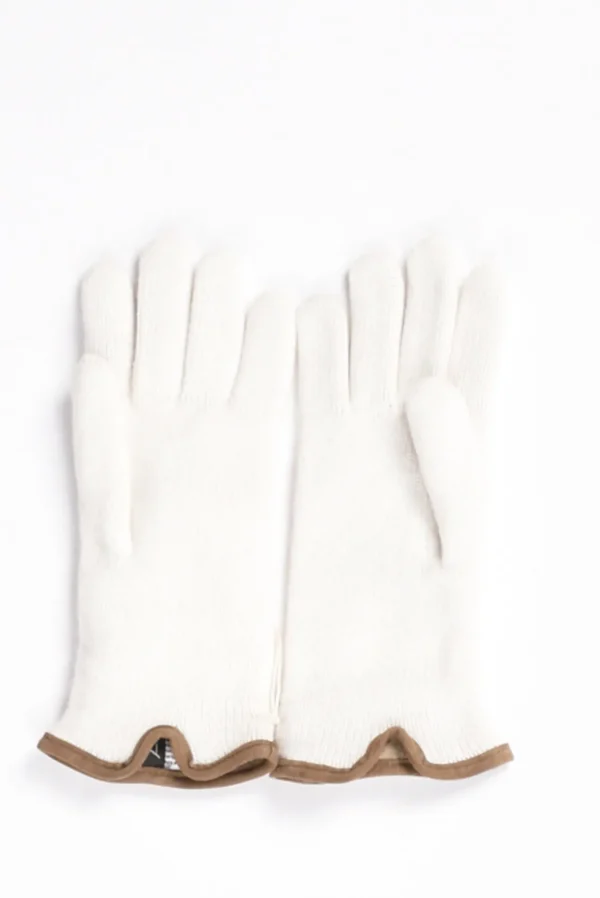 guanti in maglia bianco latte