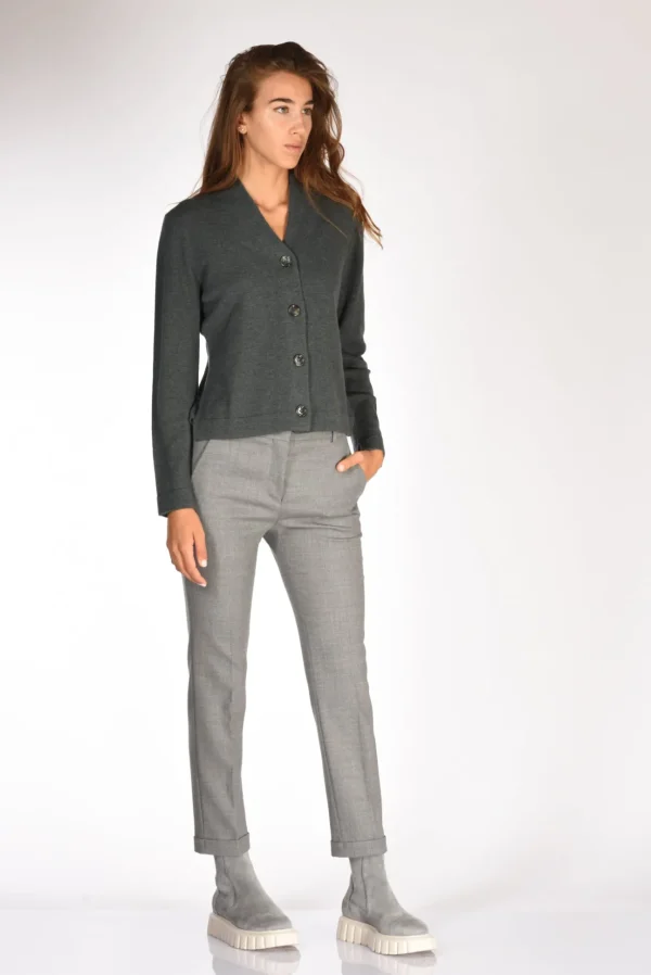 maglia cardigan grigio fango