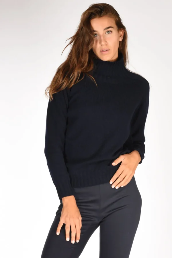 maglia collo alto blu