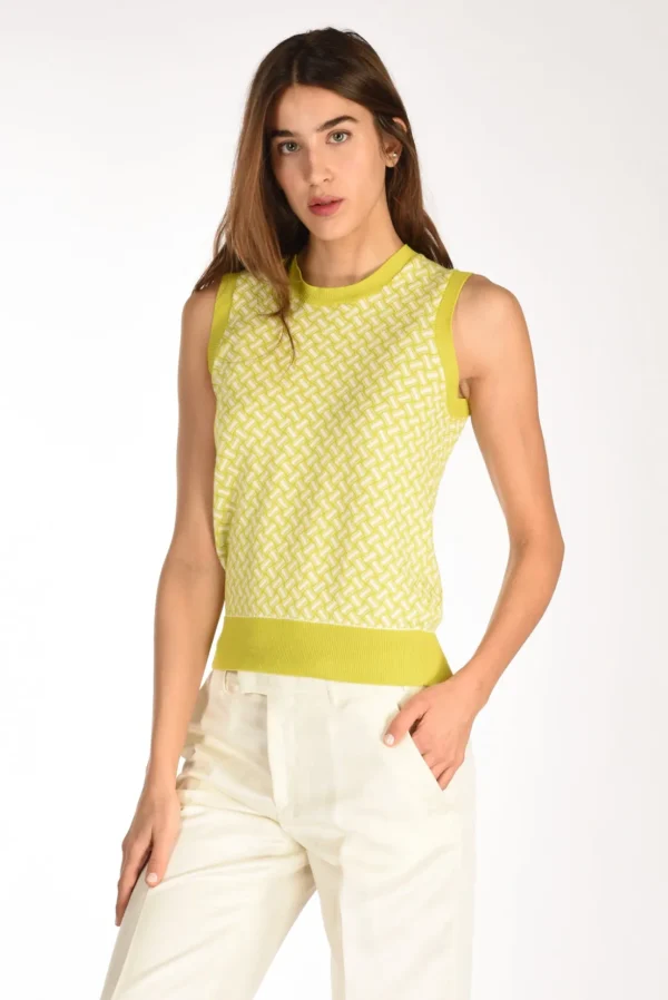 maglia gilet verde/bianco