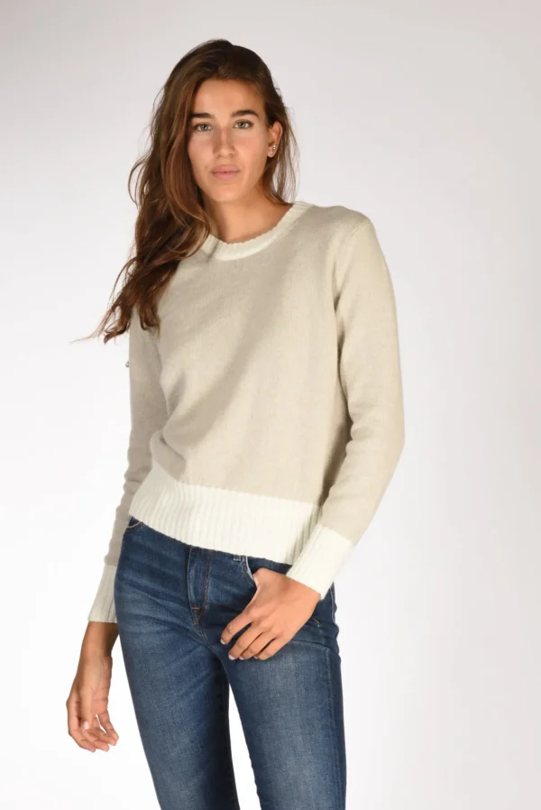 maglia girocollo beige chiaro/beige
