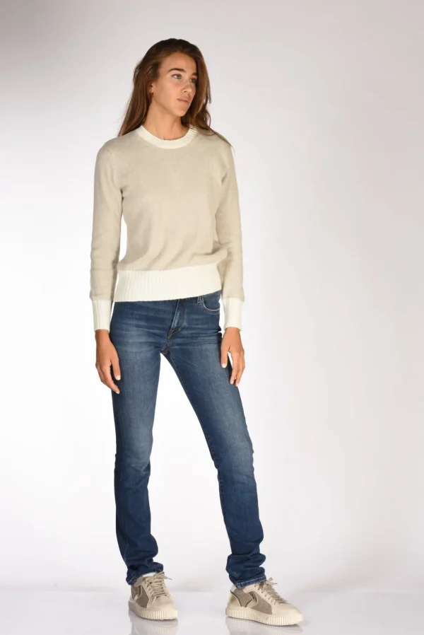 maglia girocollo beige chiaro/beige